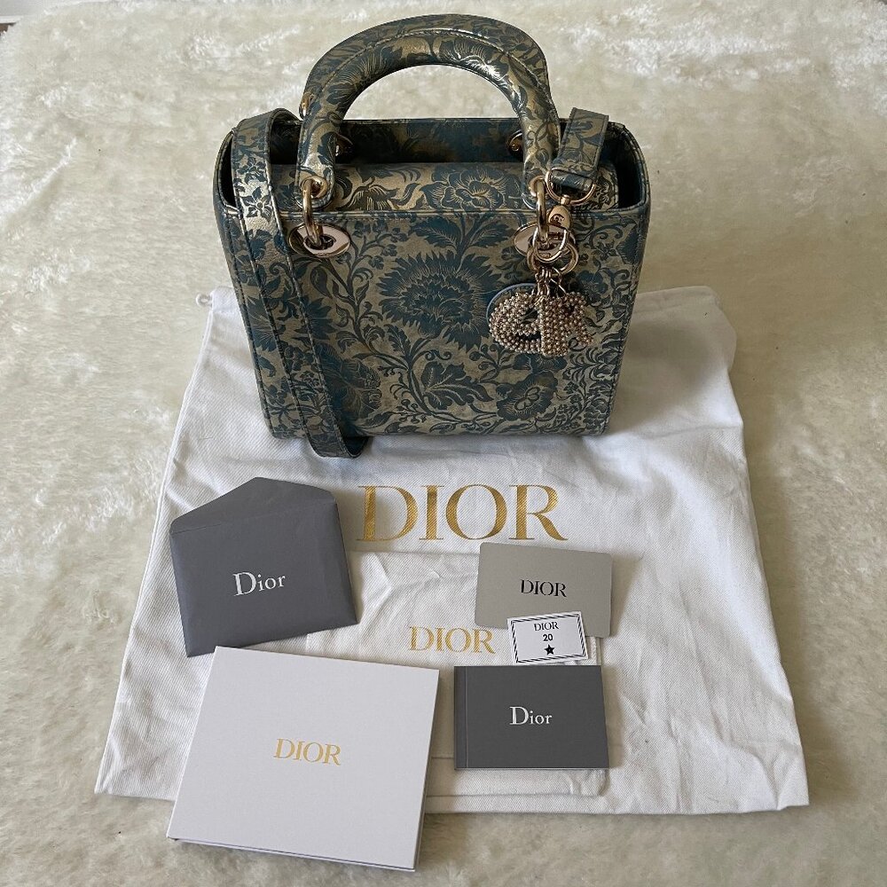 2022 Medium Lady Dior Blue/Green Blocart with Champagne Gold Hardware - Picture 16 of 16